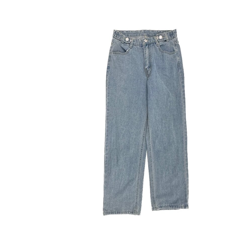 Shein‎ Straight Button Detail on Waist Women's size S Blue Denim Jeans